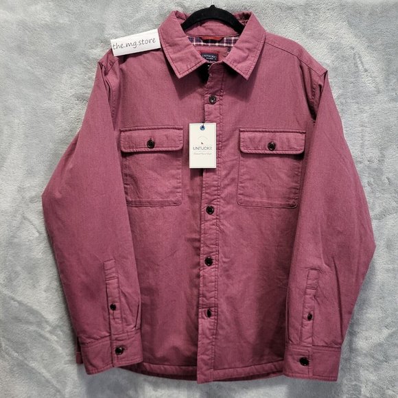 UNTUCKit Ziraldo Shirt Jacket Flannel Lined Burgundy Men's Size XL MSRP $148 - Picture 7 of 11